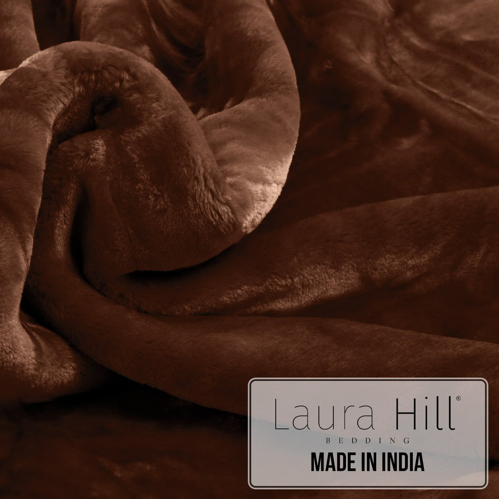Laura Hill 600-GSM Mink Blanket Queen Size Double-Sided Soft Plush Bed Faux Throw Rug 220 X 240cm - Chocolate