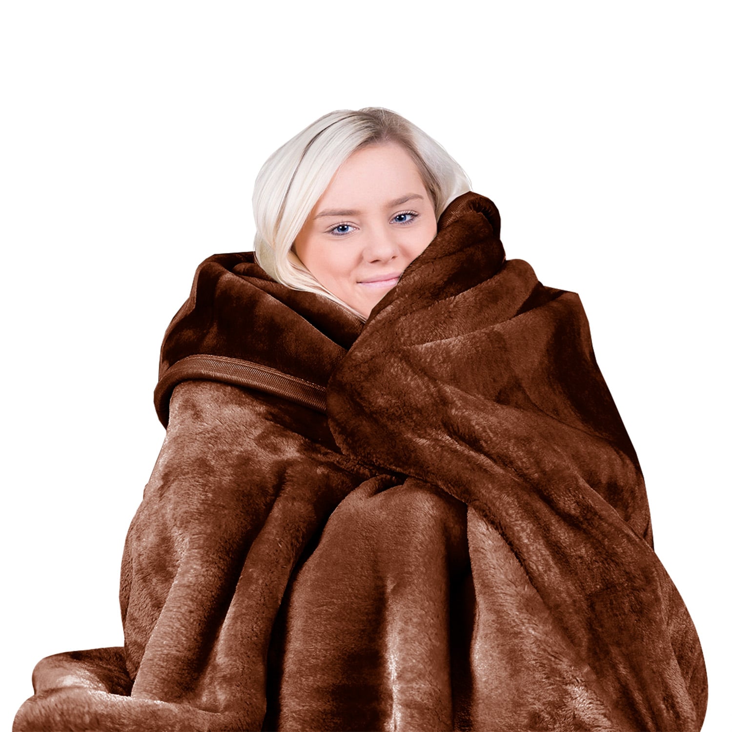 Laura Hill 600-GSM Mink Blanket Queen Size Double-Sided Soft Plush Bed Faux Throw Rug 220 X 240cm - Chocolate