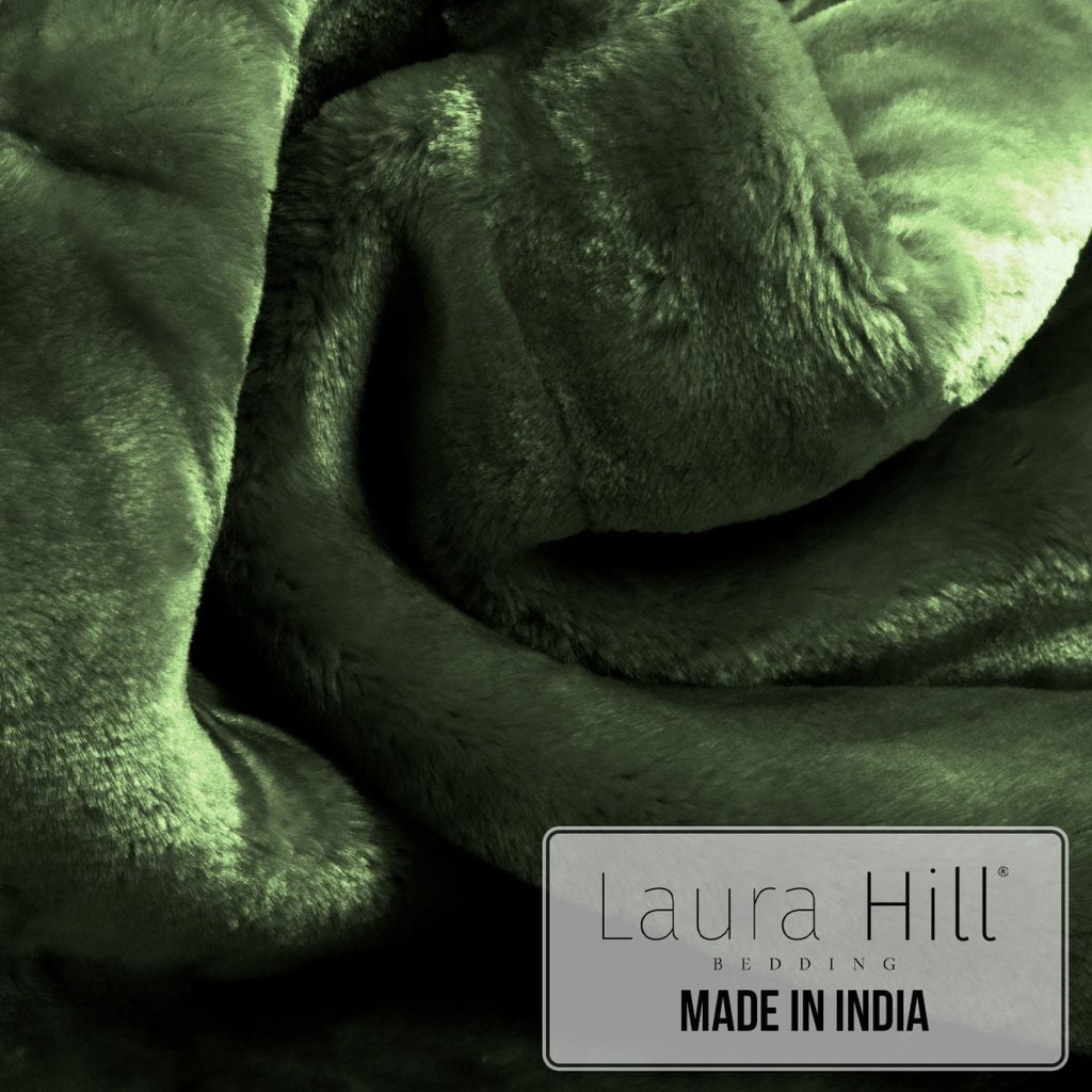 Laura Hill 600-GSM Mink Blanket Queen Size Double-Sided Soft Plush Bed Faux Throw Rug 220 X 240cm - Green