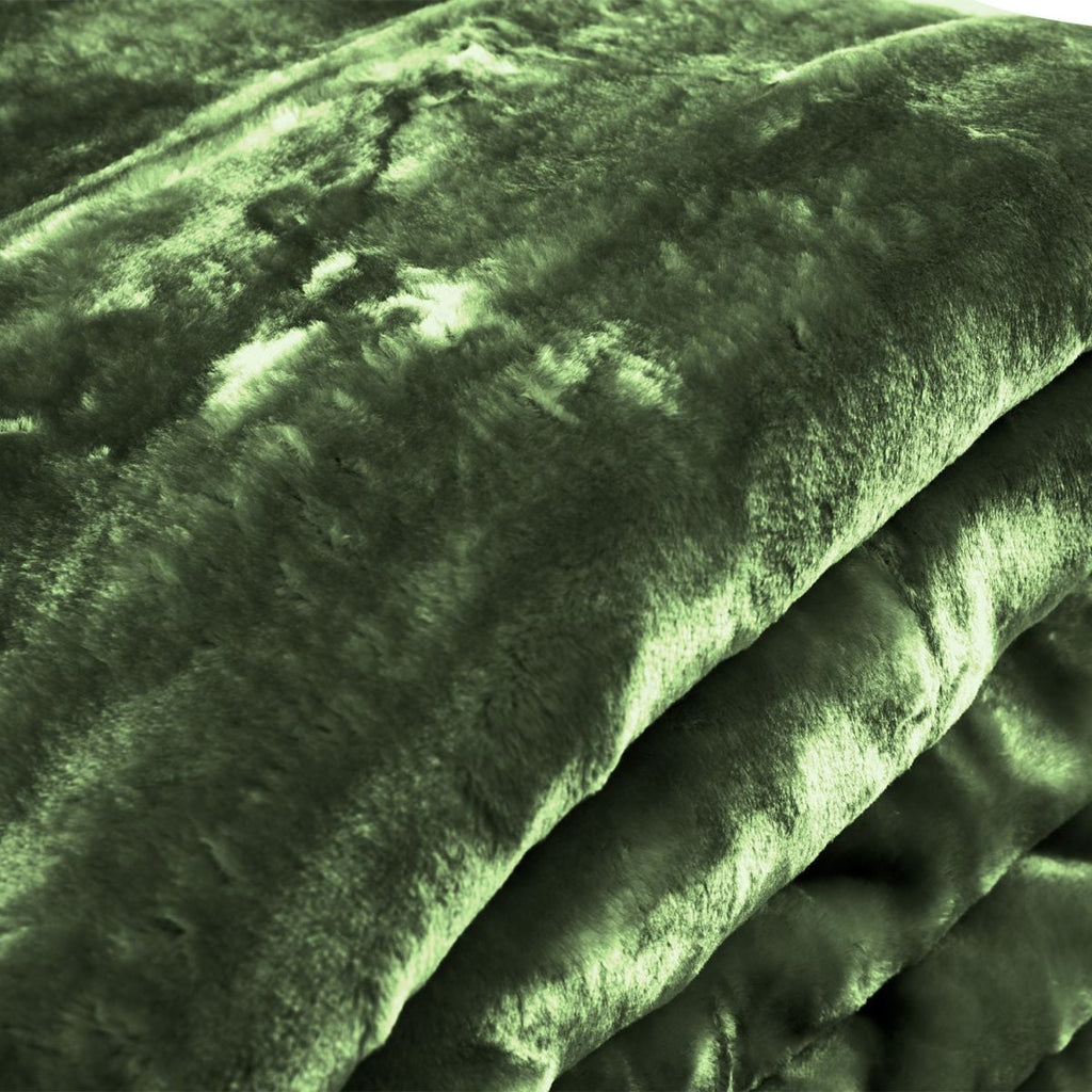 Laura Hill 600-GSM Mink Blanket Queen Size Double-Sided Soft Plush Bed Faux Throw Rug 220 X 240cm - Green
