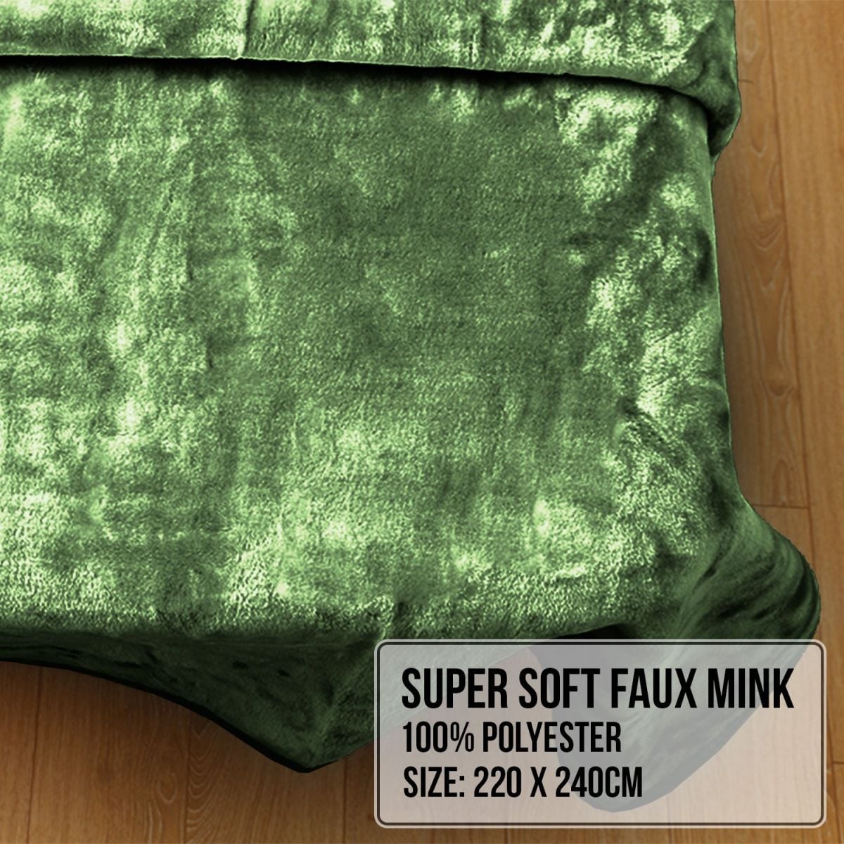 Laura Hill 600-GSM Mink Blanket Queen Size Double-Sided Soft Plush Bed Faux Throw Rug 220 X 240cm - Green