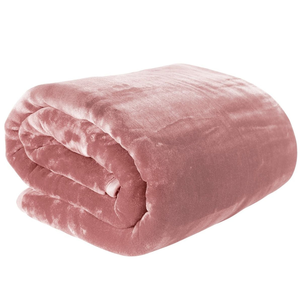 Laura Hill 600-GSM Mink Blanket Queen Size Double-Sided Soft Plush Bed Faux Throw Rug 220 X 240cm - Pink