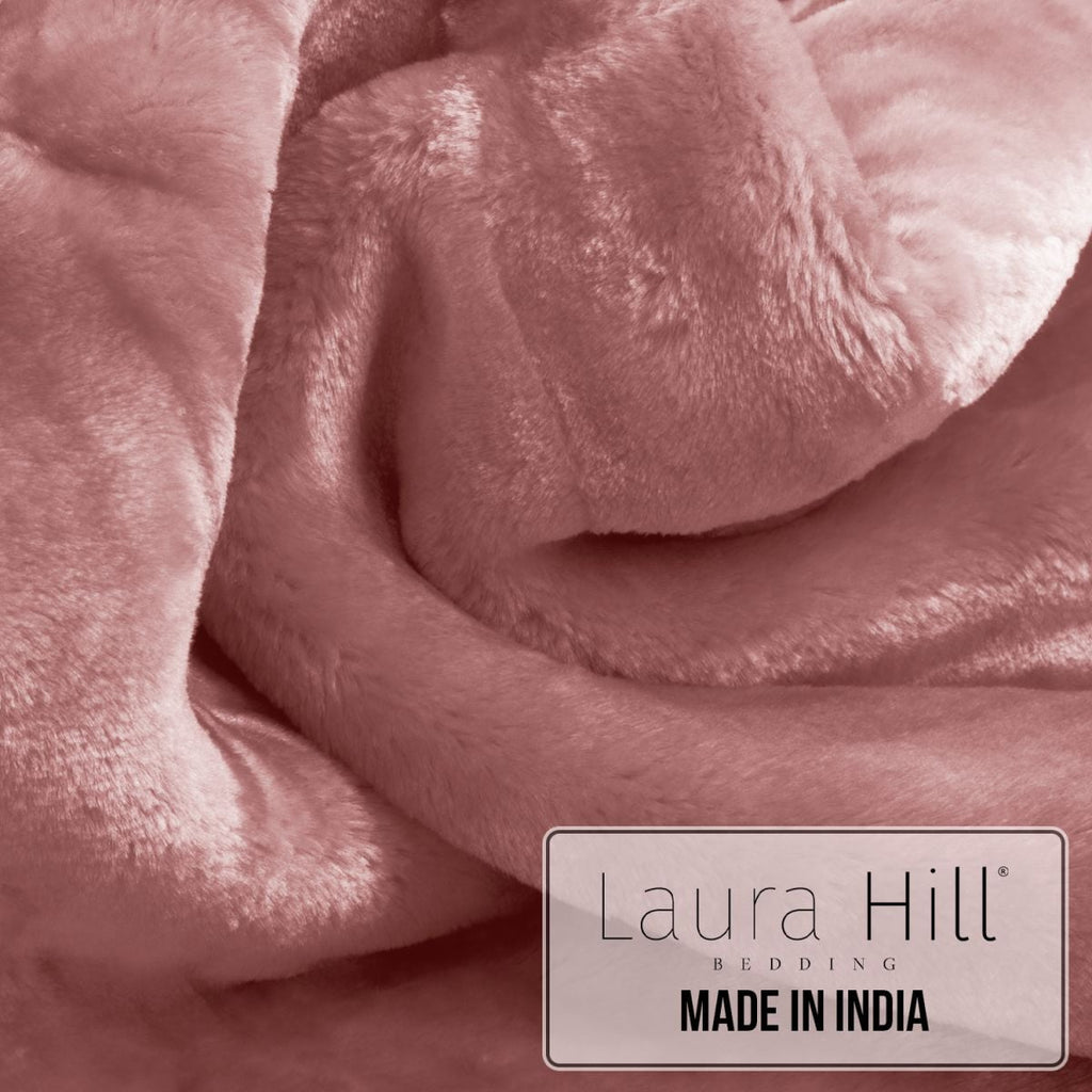 Laura Hill 600-GSM Mink Blanket Queen Size Double-Sided Soft Plush Bed Faux Throw Rug 220 X 240cm - Pink
