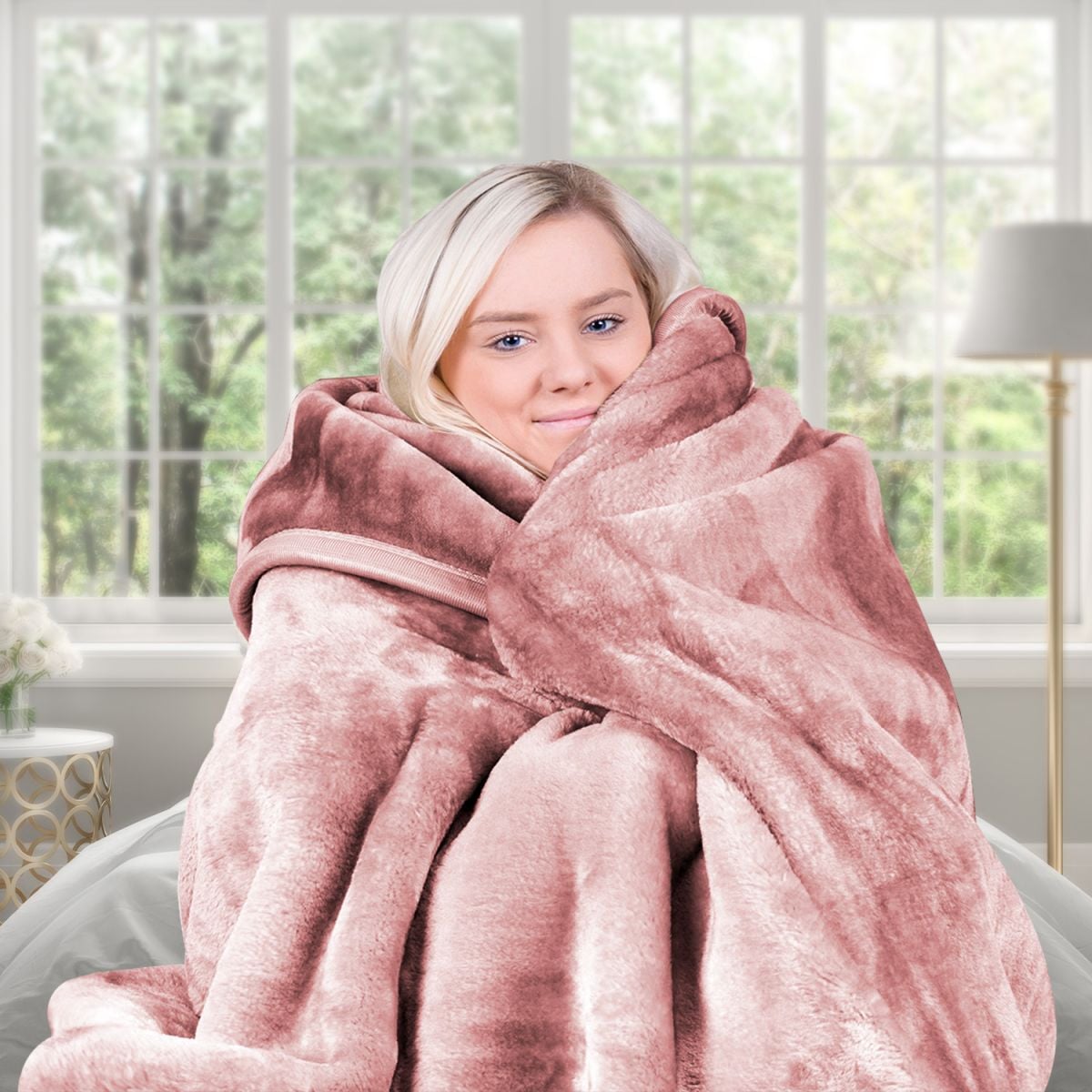 Laura Hill 600-GSM Mink Blanket Queen Size Double-Sided Soft Plush Bed Faux Throw Rug 220 X 240cm - Pink