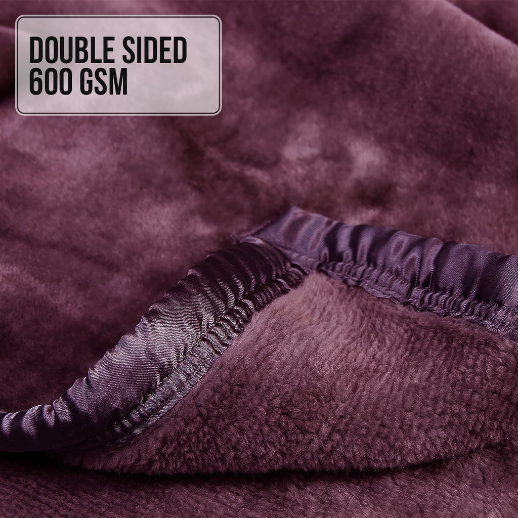 Laura Hill 600-GSM Mink Blanket Queen Size Double-Sided Soft Plush Bed Faux Throw Rug 220 X 240cm - Purple