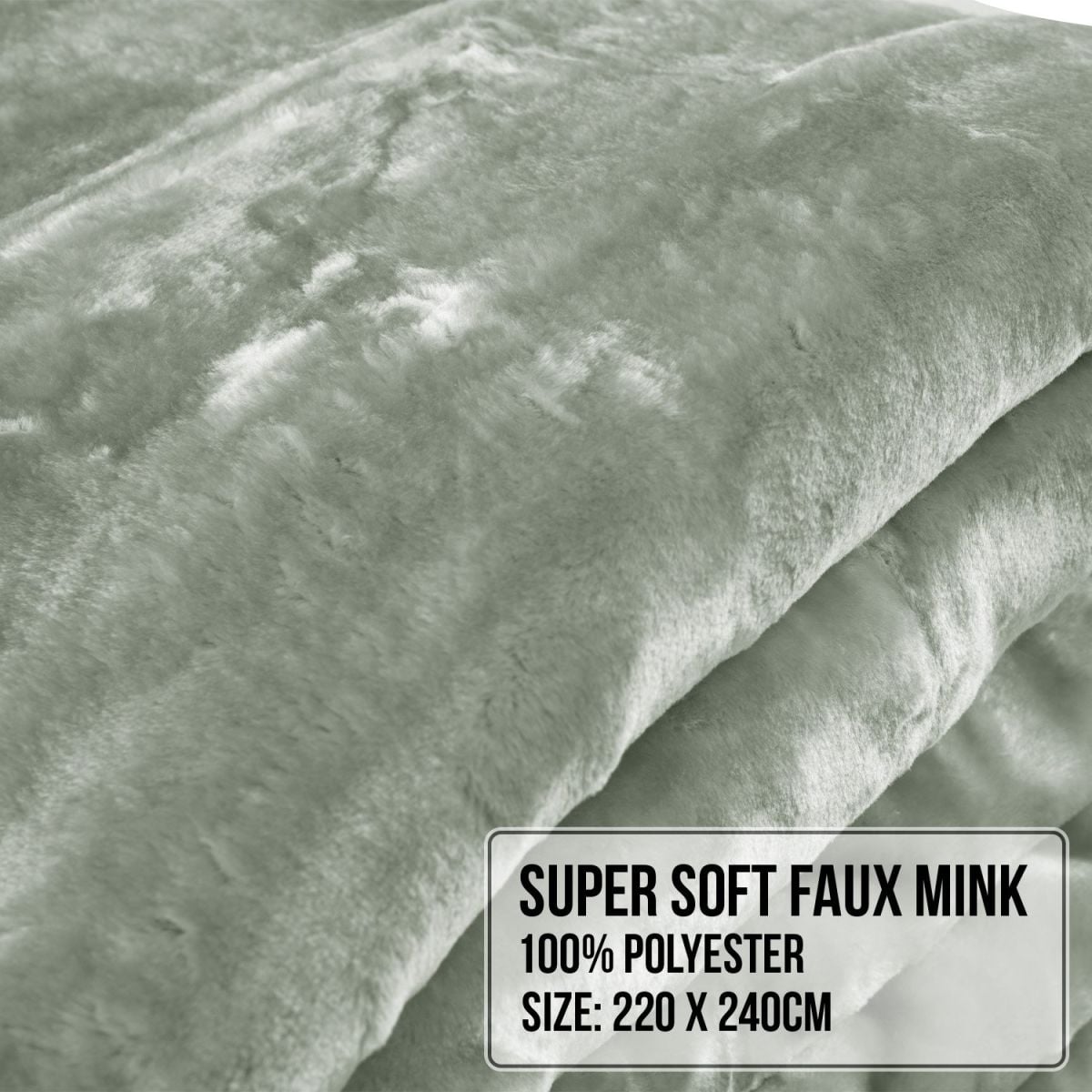 Laura Hill 600-GSM Mink Blanket Queen Size Double-Sided Soft Plush Bed Faux Throw Rug 220 X 240cm - Sage