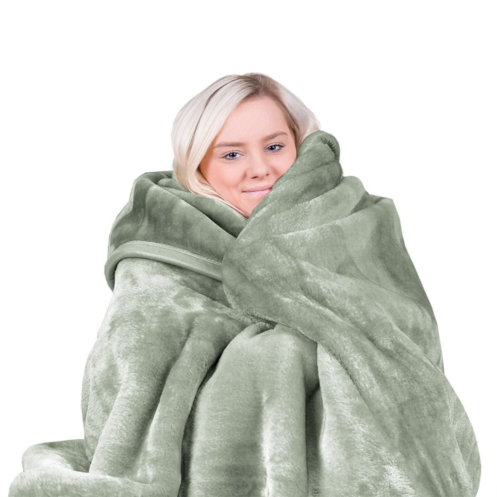 Laura Hill 600-GSM Mink Blanket Queen Size Double-Sided Soft Plush Bed Faux Throw Rug 220 X 240cm - Sage