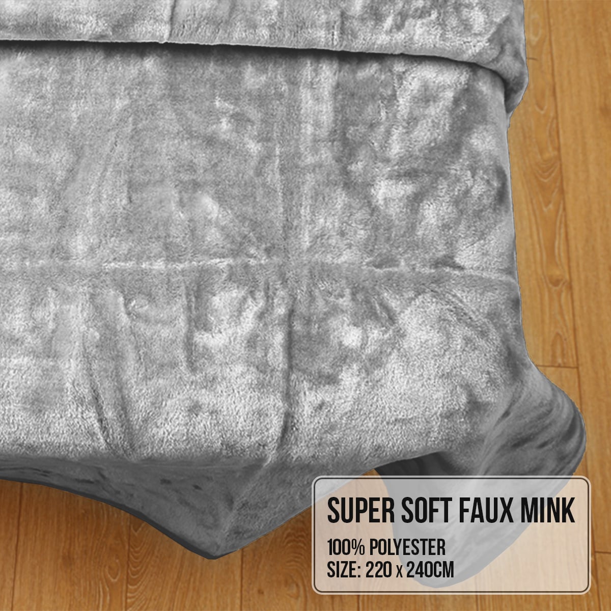 Laura Hill 600-GSM Mink Blanket Queen Size Double-Sided Soft Plush Bed Faux Throw Rug 220 X 240cm - Silver
