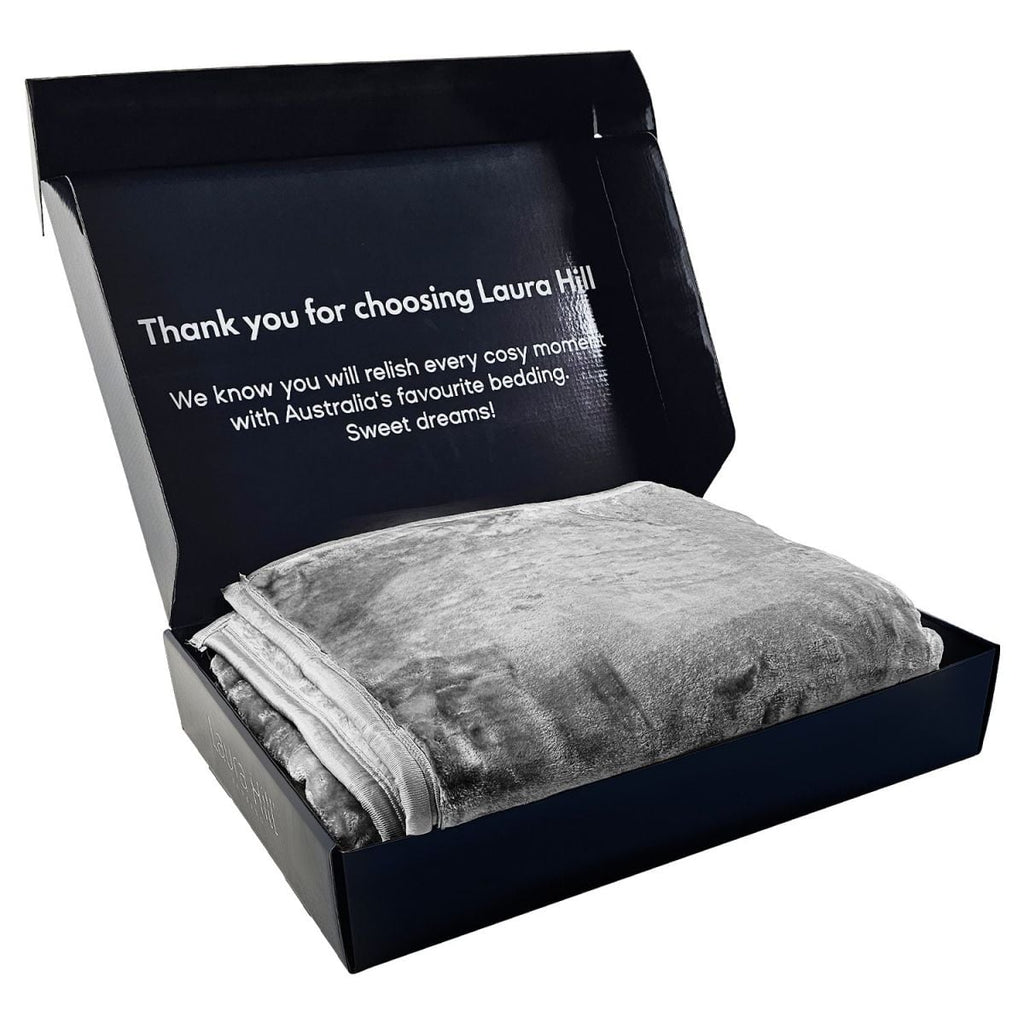 Laura Hill 600-GSM Mink Blanket Queen Size Double-Sided Soft Plush Bed Faux Throw Rug 220 X 240cm - Silver