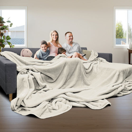 Laura Hill 3m x 3m XL Faux Mink Blanket Double-Sided Soft Plush Bed Oversized Throw Rug Beige