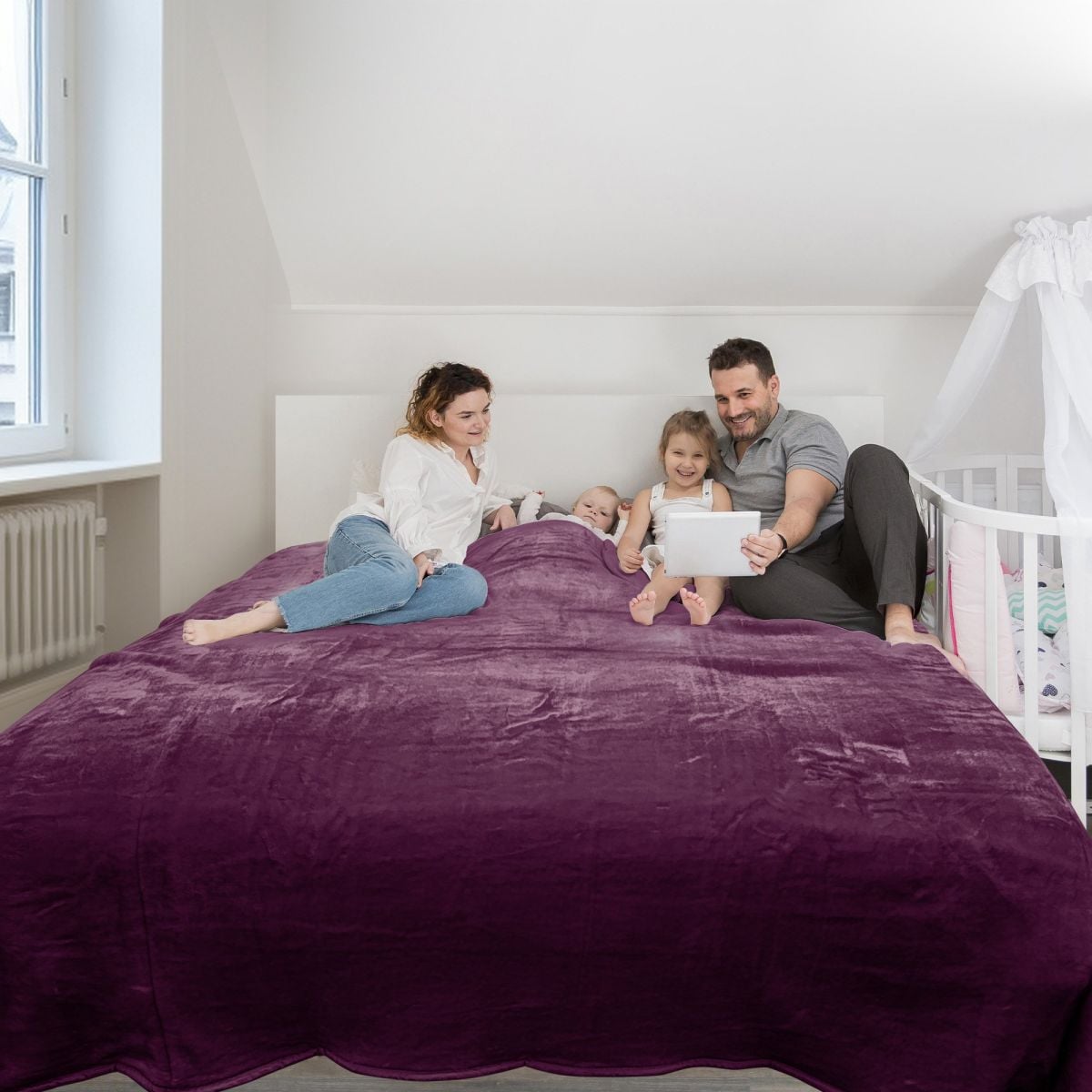 Laura Hill XL Double-Sided Oversized Faux Mink Blanket 305x305cm Purple