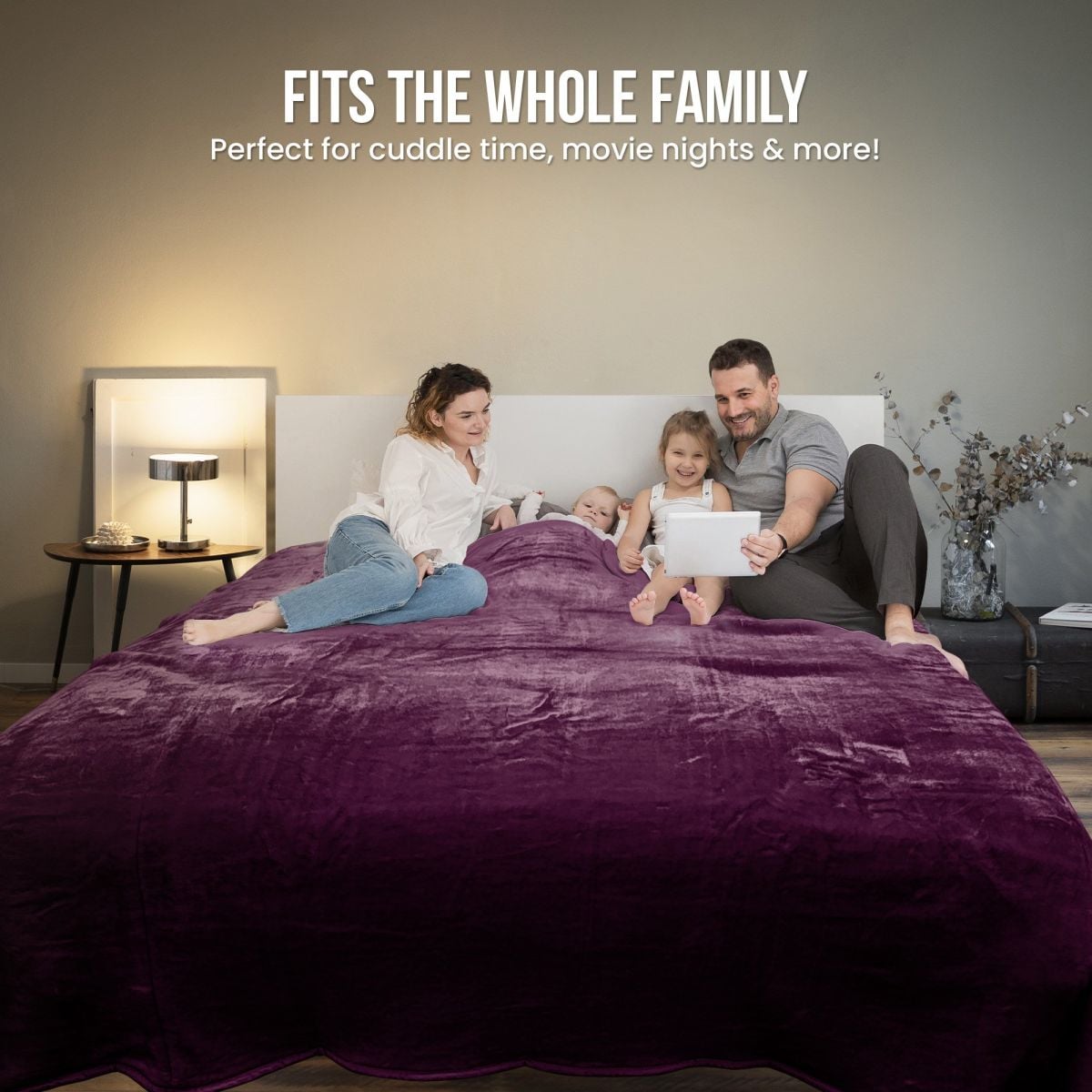 Laura Hill XL Double-Sided Oversized Faux Mink Blanket 305x305cm Purple