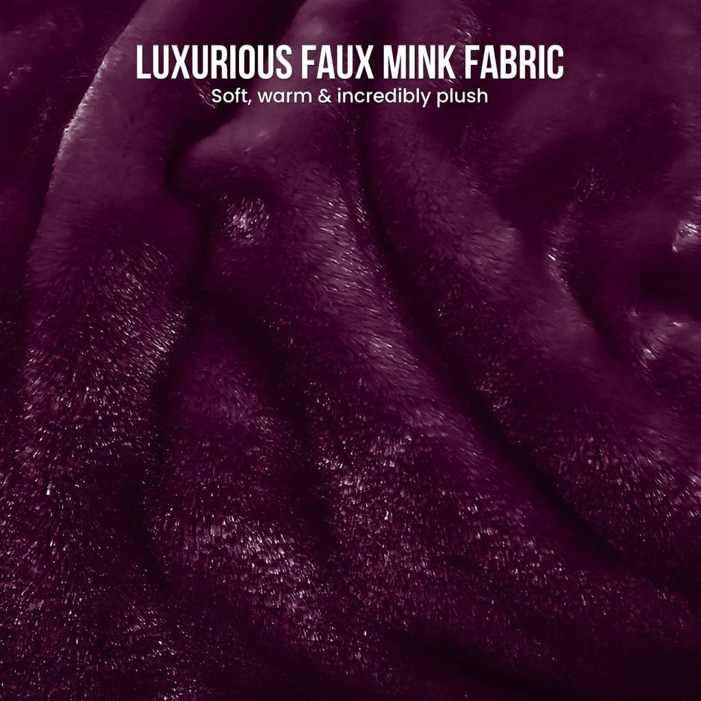 Laura Hill XL Double-Sided Oversized Faux Mink Blanket 305x305cm Purple