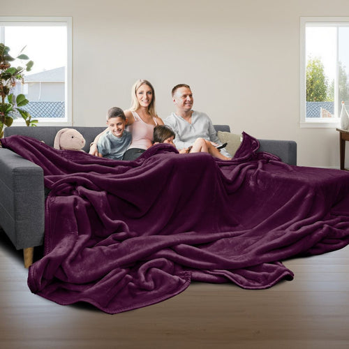 Laura Hill 3m x 3m XL Faux Mink Blanket Double-Sided Soft Plush Bed Oversized Throw Rug Purple