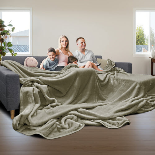 Laura Hill 3m x 3m XL Faux Mink Blanket Double-Sided Soft Plush Bed Oversized Throw Rug Olive