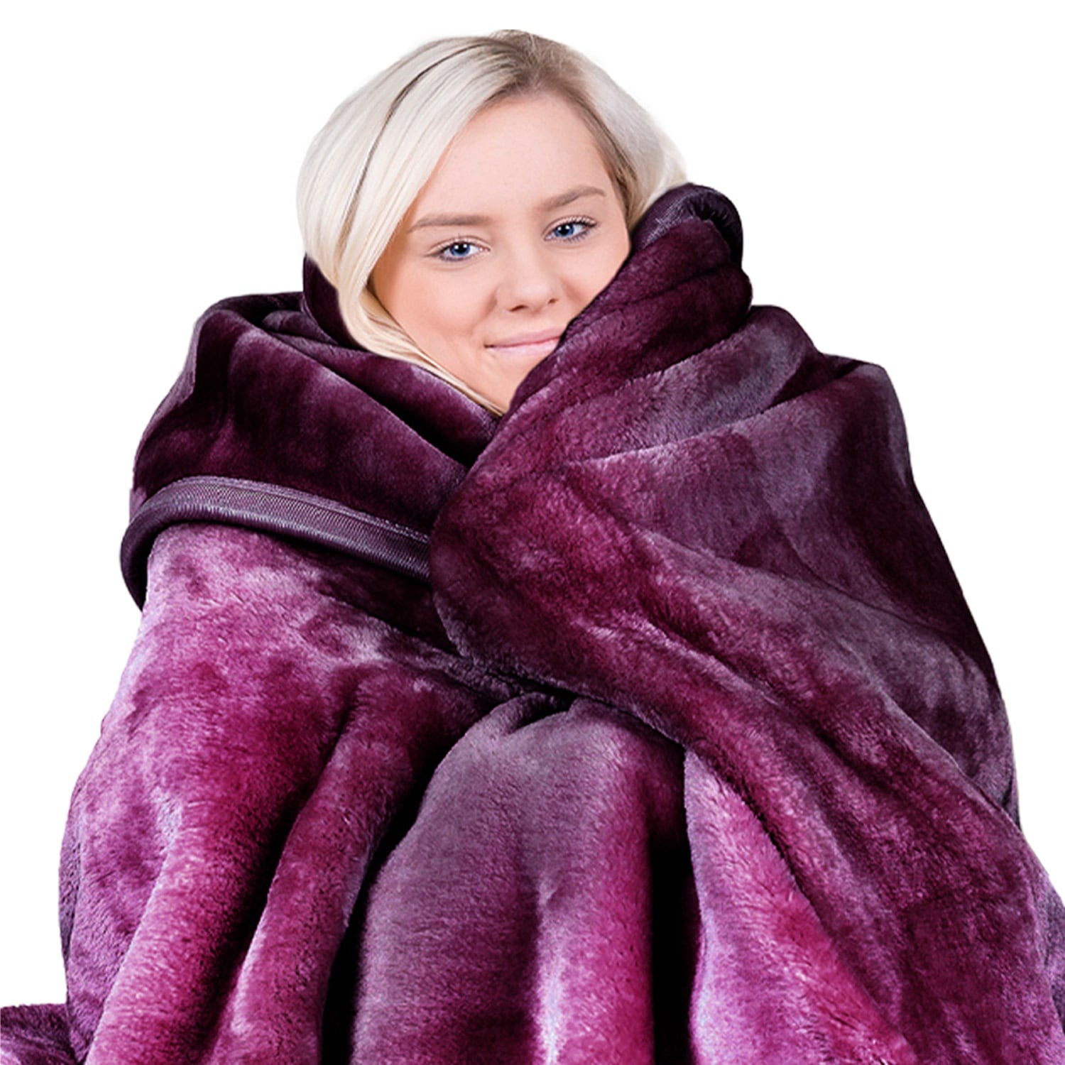 Laura Hill 800GSM Heavy Double-Sided Faux Mink Blanket - Purple