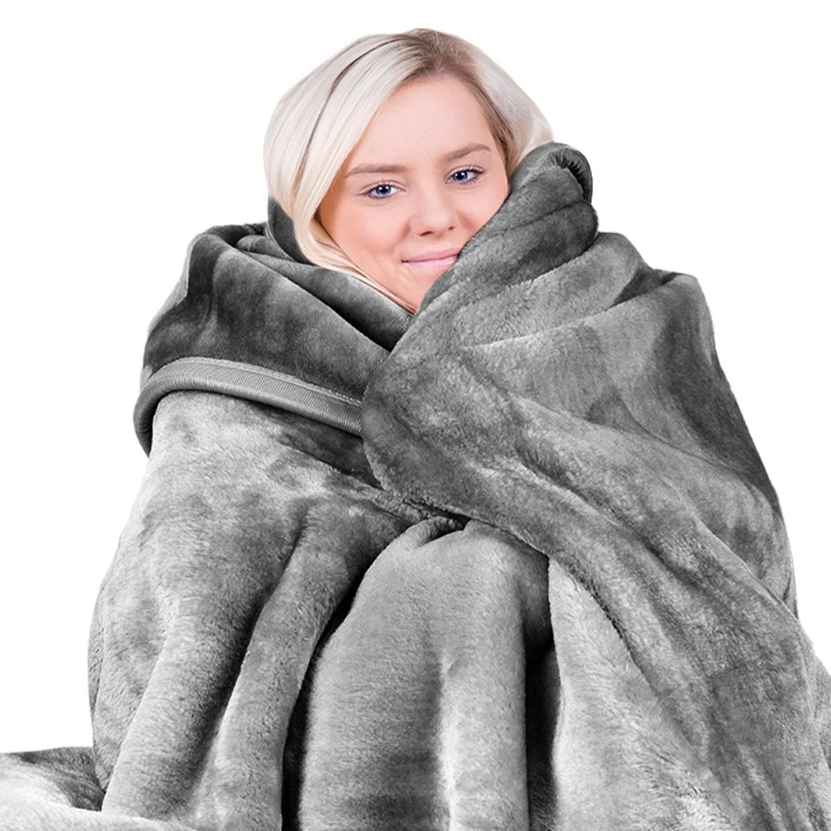 Laura Hill 600-GSM Mink Blanket Queen Size Double-Sided Soft Plush Bed Faux Throw Rug 220 X 240cm - Silver