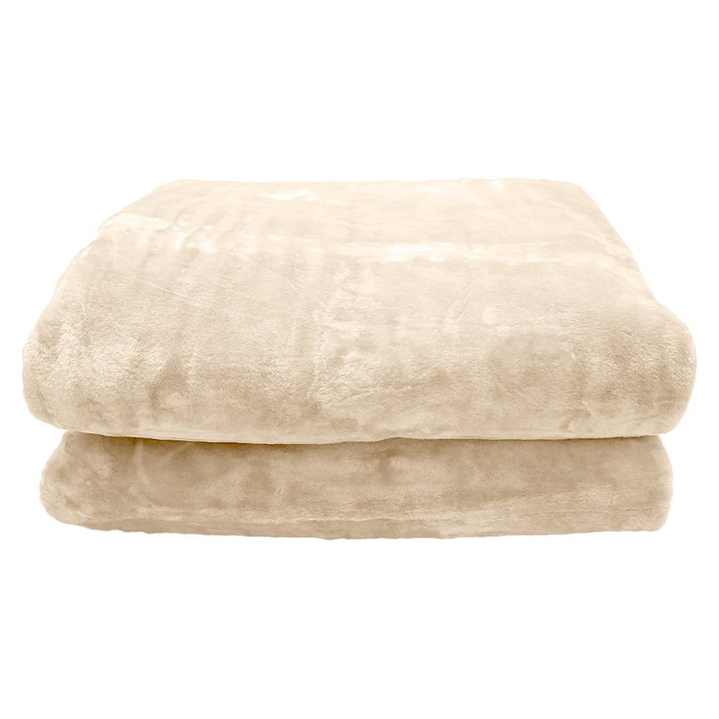 Laura Hill 800GSM Heavy Double-Sided Faux Mink Blanket - Beige