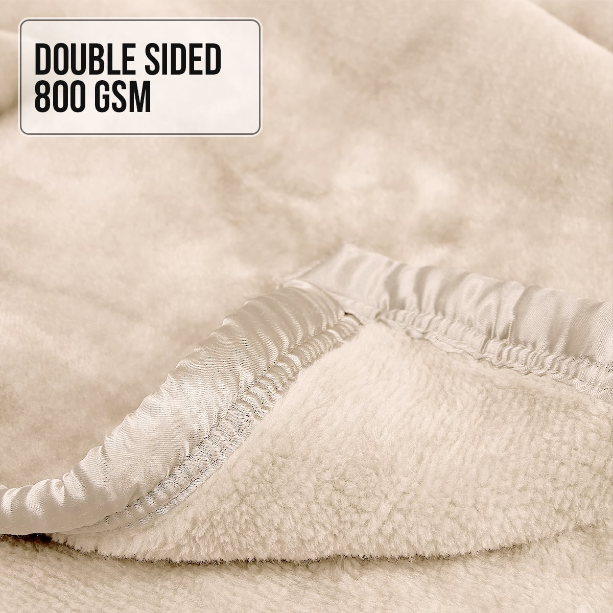 Laura Hill 800GSM Heavy Double-Sided Faux Mink Blanket - Beige