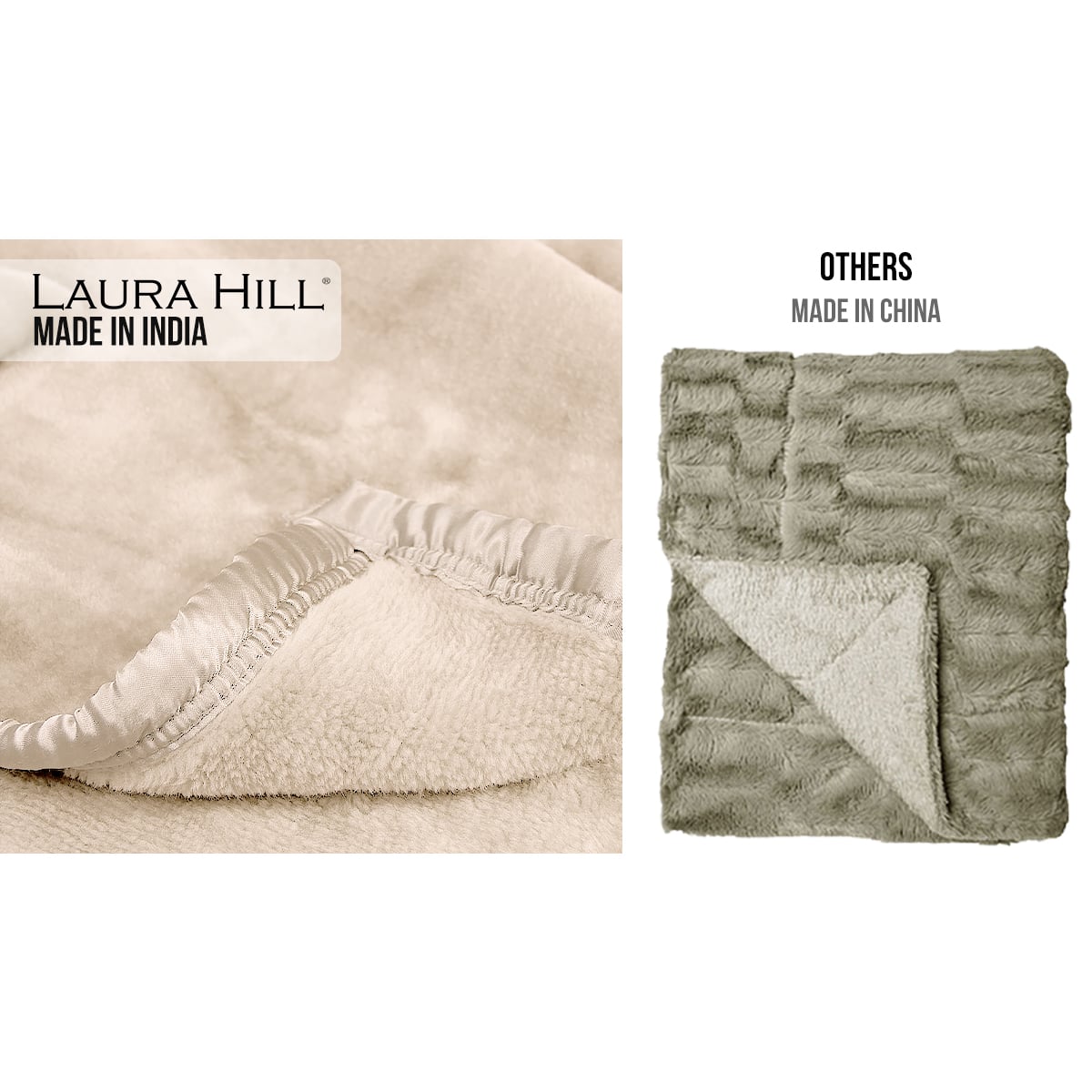 Laura Hill 800GSM Heavy Double-Sided Faux Mink Blanket - Beige