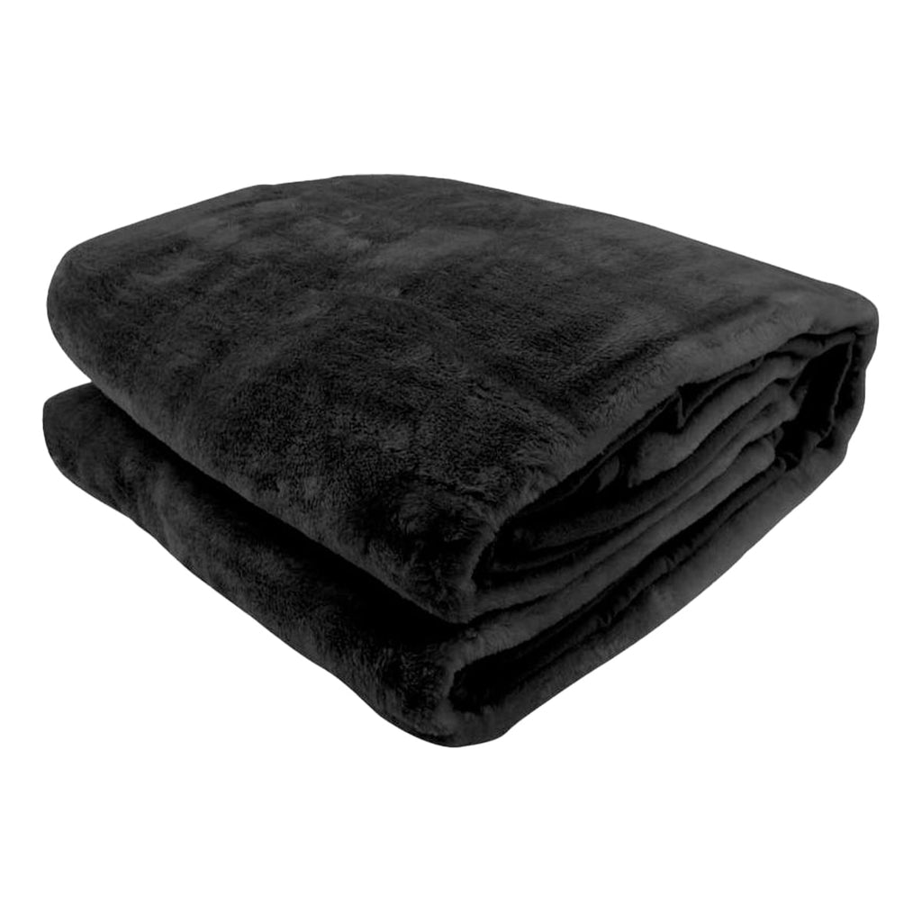 Laura Hill 800GSM Heavy Double-Sided Faux Mink Blanket - Black