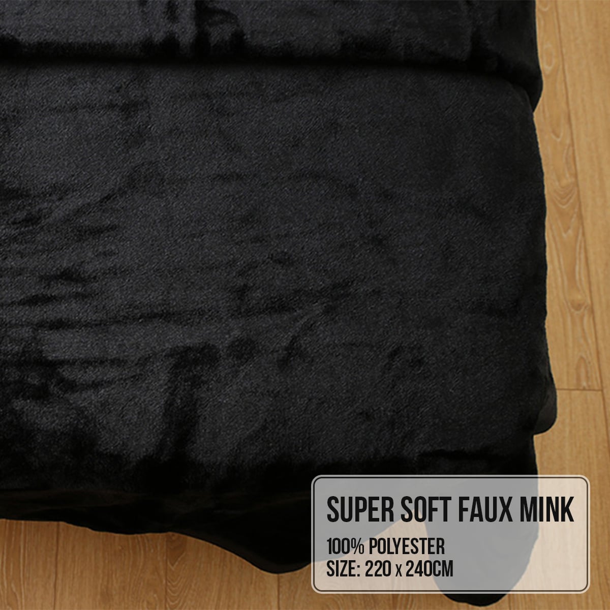 Laura Hill 800GSM Heavy Double-Sided Faux Mink Blanket - Black