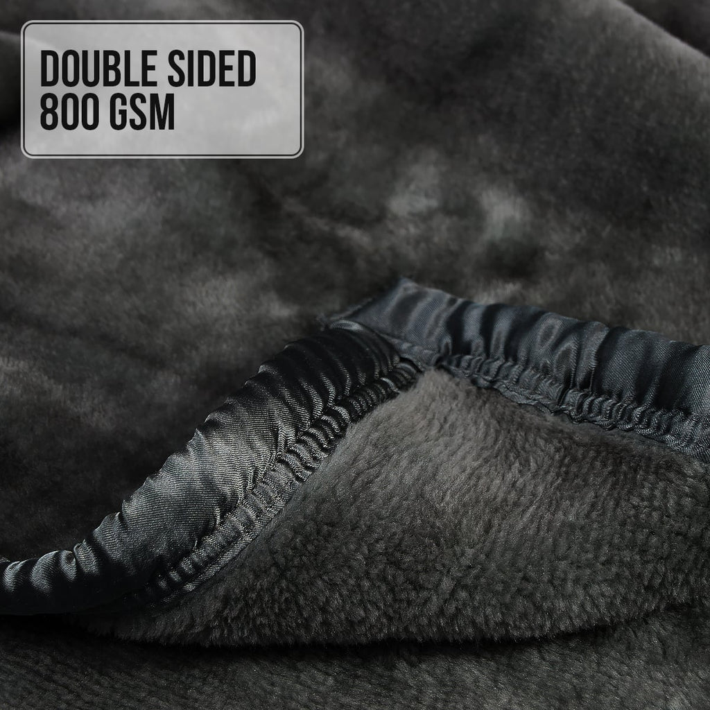 Laura Hill 800GSM Heavy Double-Sided Faux Mink Blanket - Black