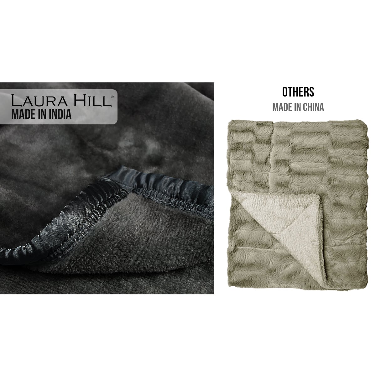 Laura Hill 800GSM Heavy Double-Sided Faux Mink Blanket - Black