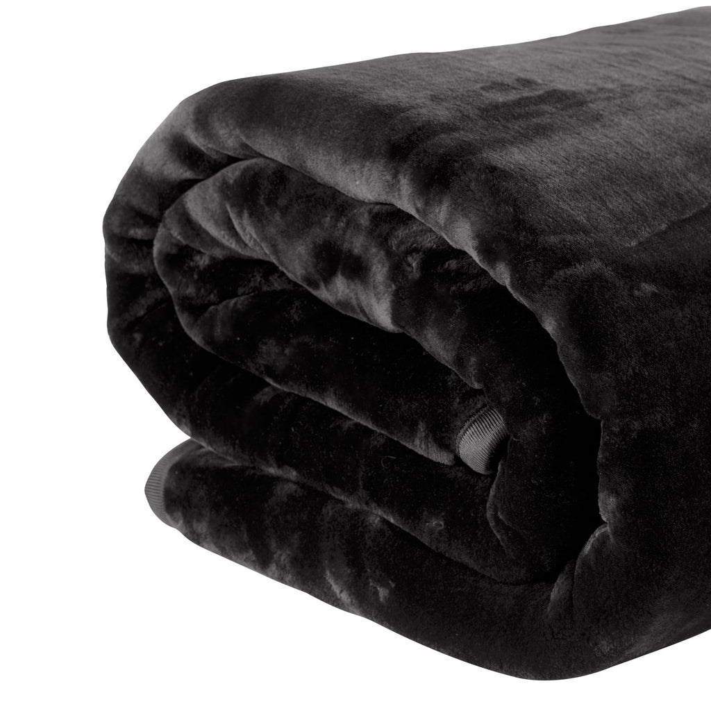 Laura Hill 800GSM Heavy Double-Sided Faux Mink Blanket - Black