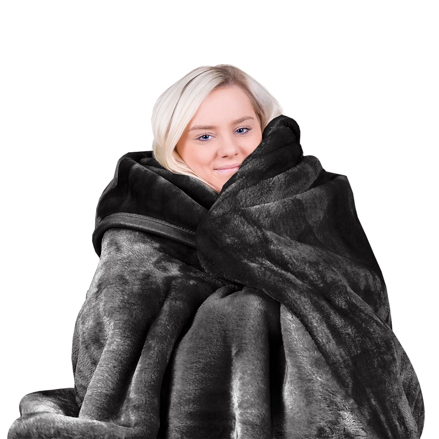 Laura Hill 800GSM Heavy Double-Sided Faux Mink Blanket - Black