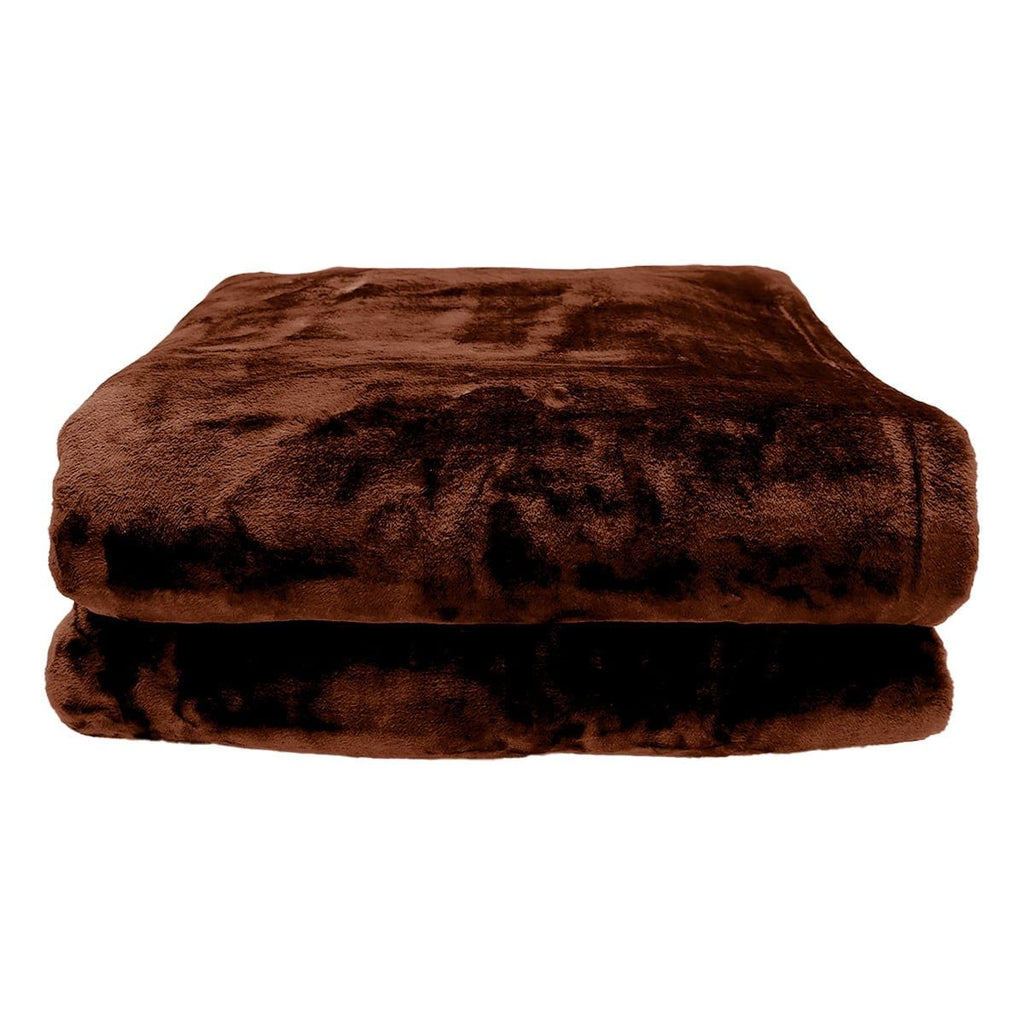 Laura Hill Faux Mink Blanket 800GSM Heavy Double-Sided - Chocolate
