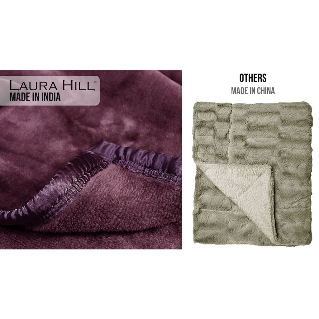 Laura Hill 800GSM Heavy Double-Sided Faux Mink Blanket - Purple