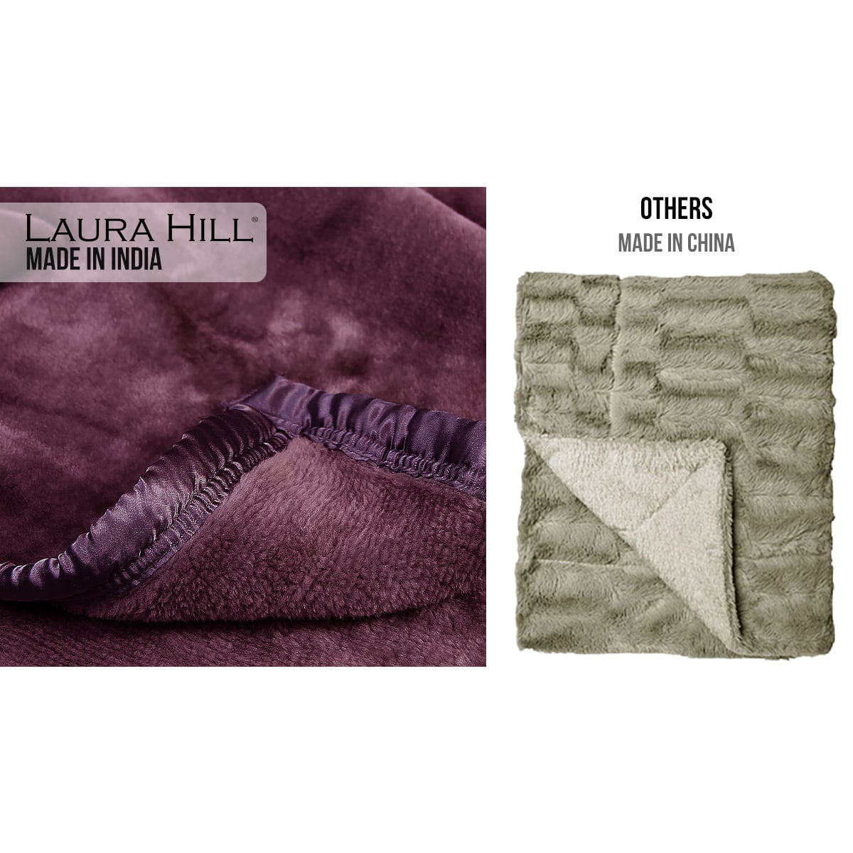 Laura Hill 800GSM Heavy Double-Sided Faux Mink Blanket - Purple
