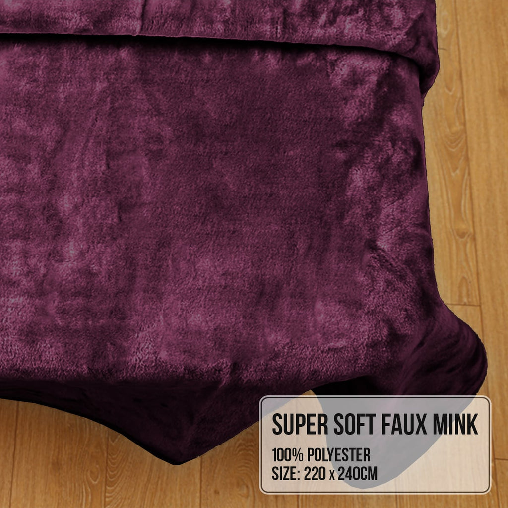 Laura Hill 800GSM Heavy Double-Sided Faux Mink Blanket - Purple