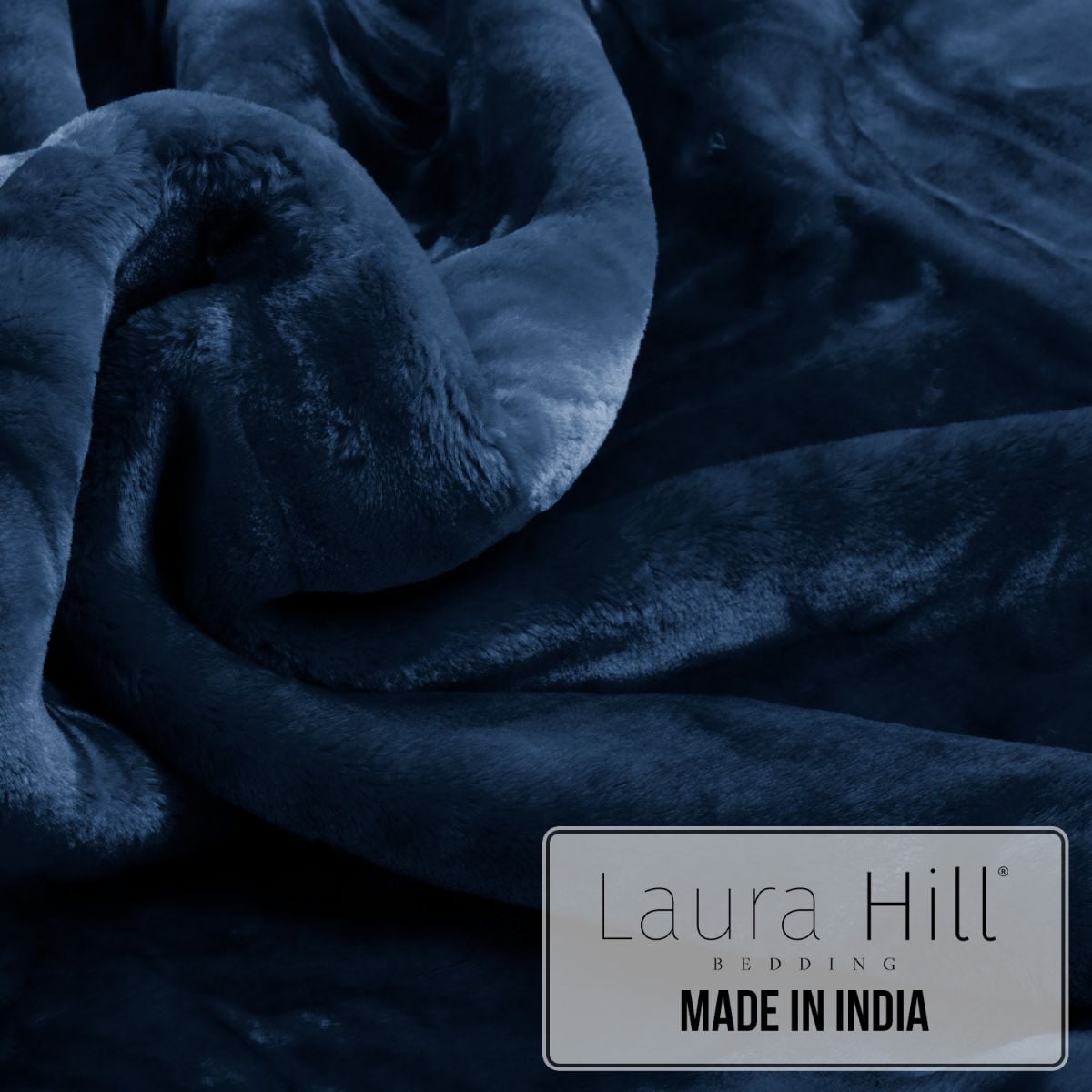 Laura Hill Faux Mink Blanket 800GSM Heavy Double-Sided - Navy Blue