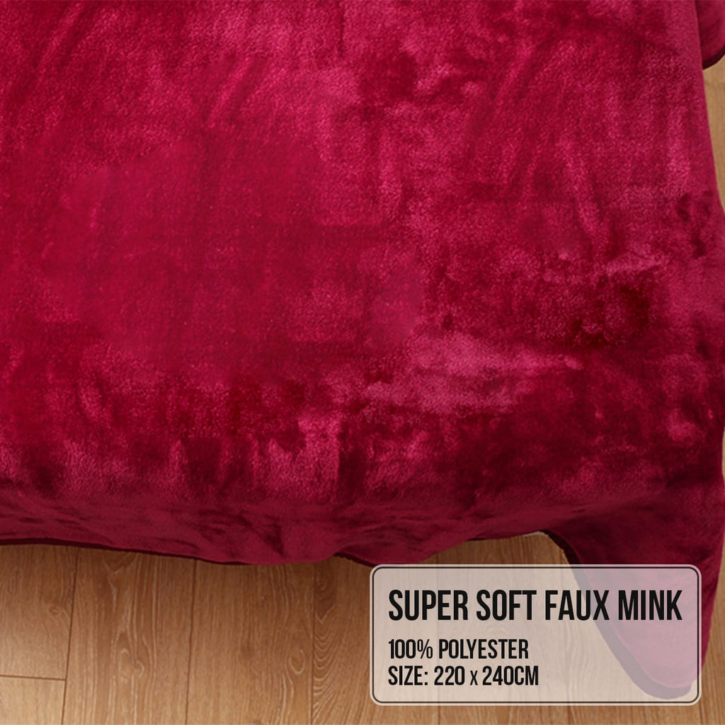 Laura Hill 800GSM Heavy Double-Sided Faux Mink Blanket - Red