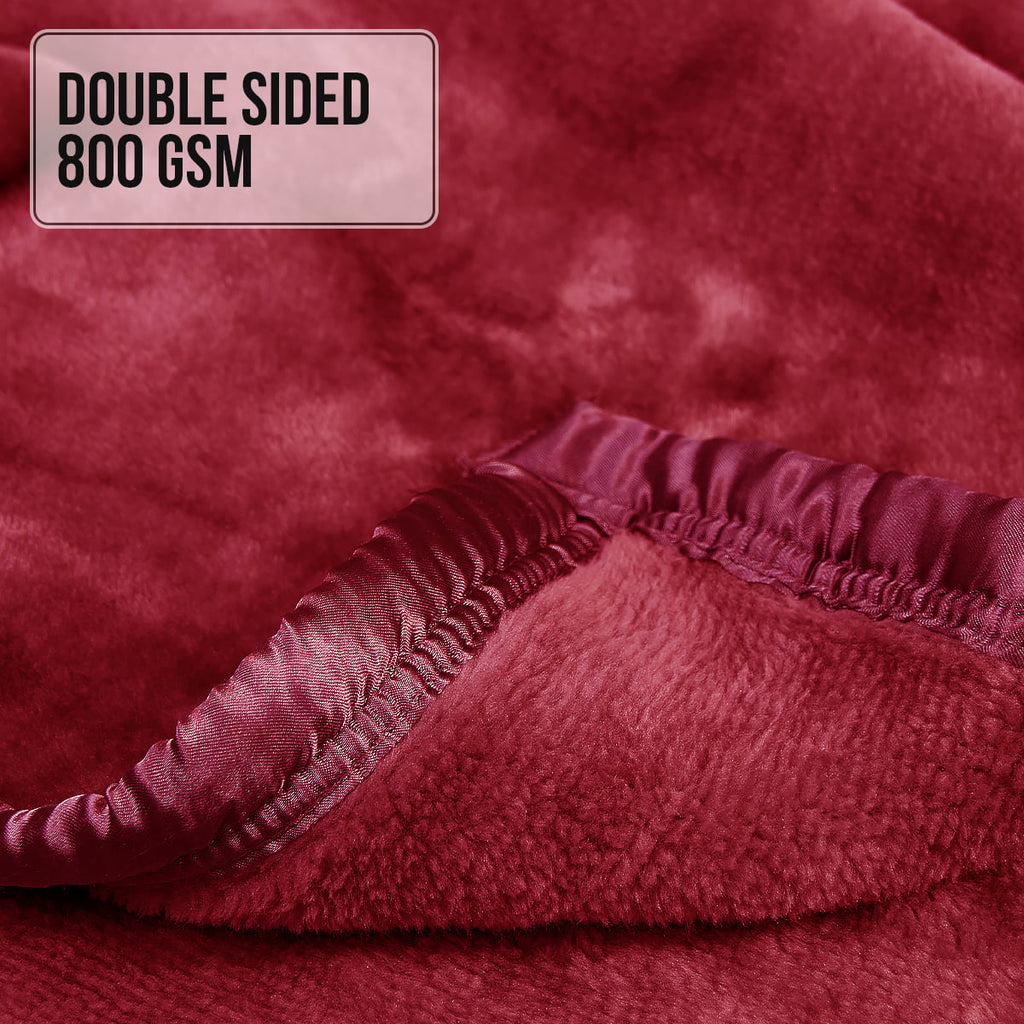 Laura Hill 800GSM Heavy Double-Sided Faux Mink Blanket - Red