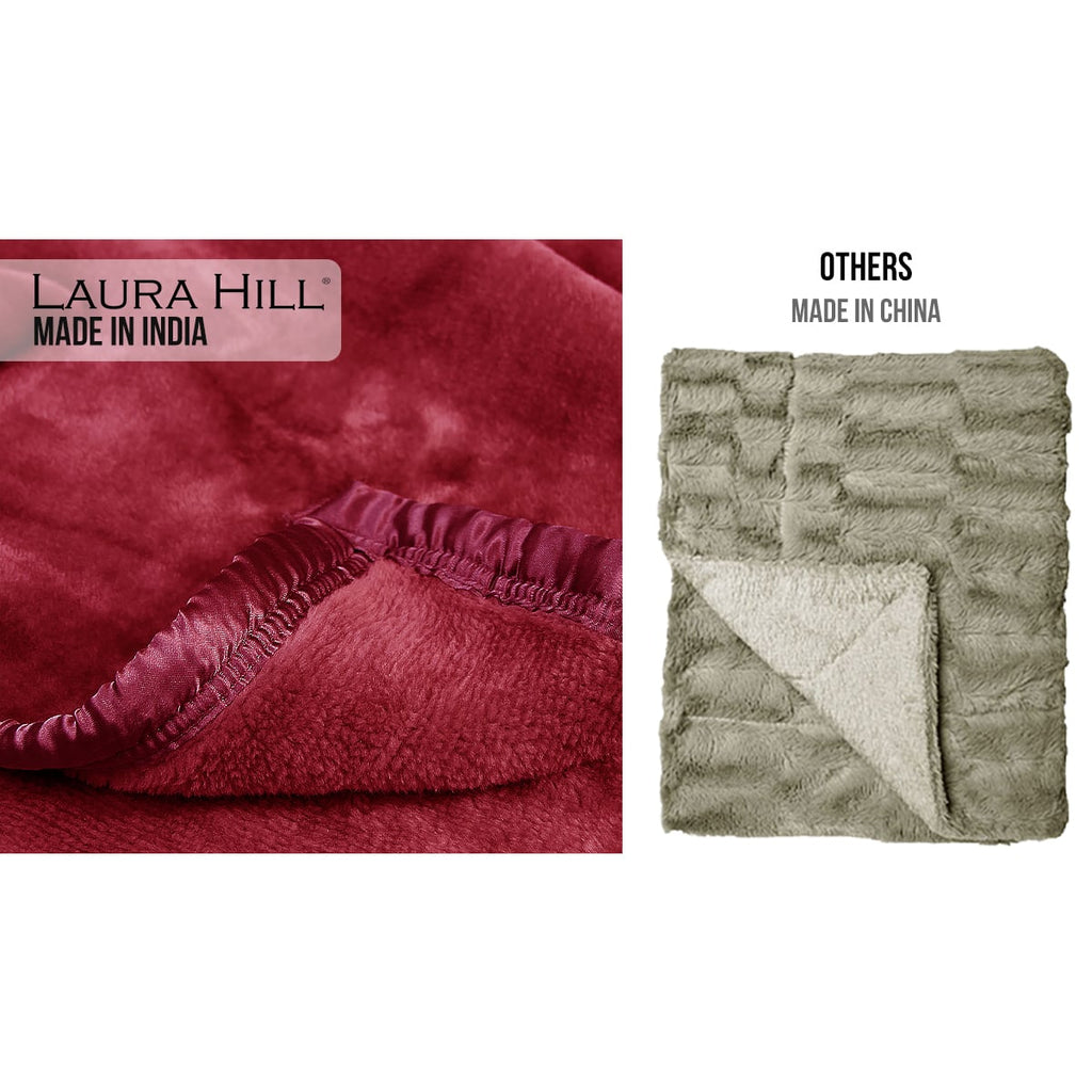 Laura Hill 800GSM Heavy Double-Sided Faux Mink Blanket - Red