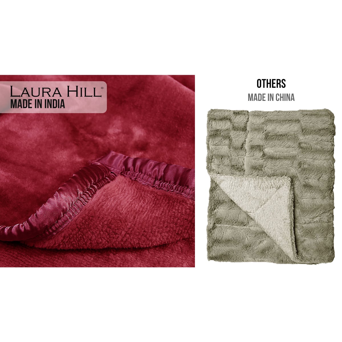 Laura Hill 800GSM Heavy Double-Sided Faux Mink Blanket - Red