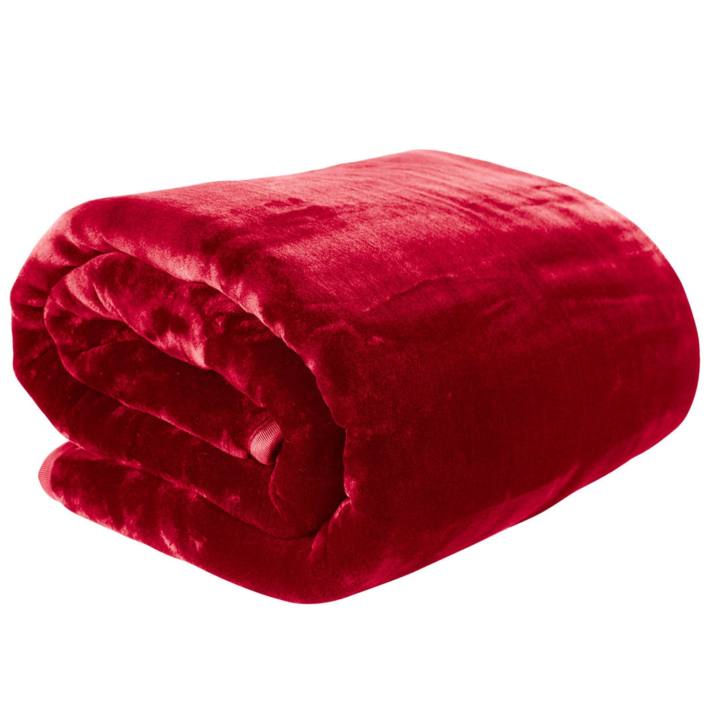 Laura Hill 800GSM Heavy Double-Sided Faux Mink Blanket - Red