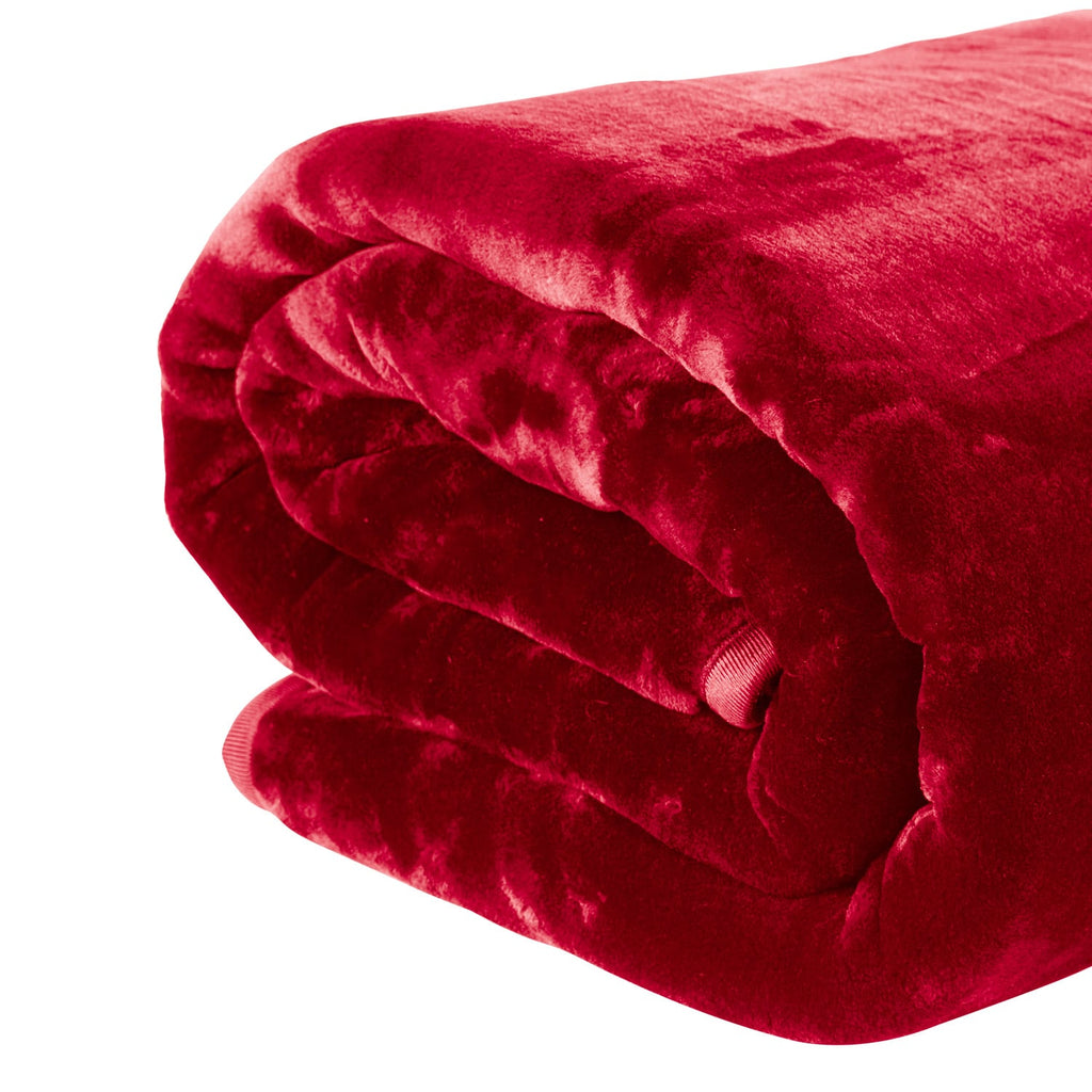 Laura Hill 800GSM Heavy Double-Sided Faux Mink Blanket - Red