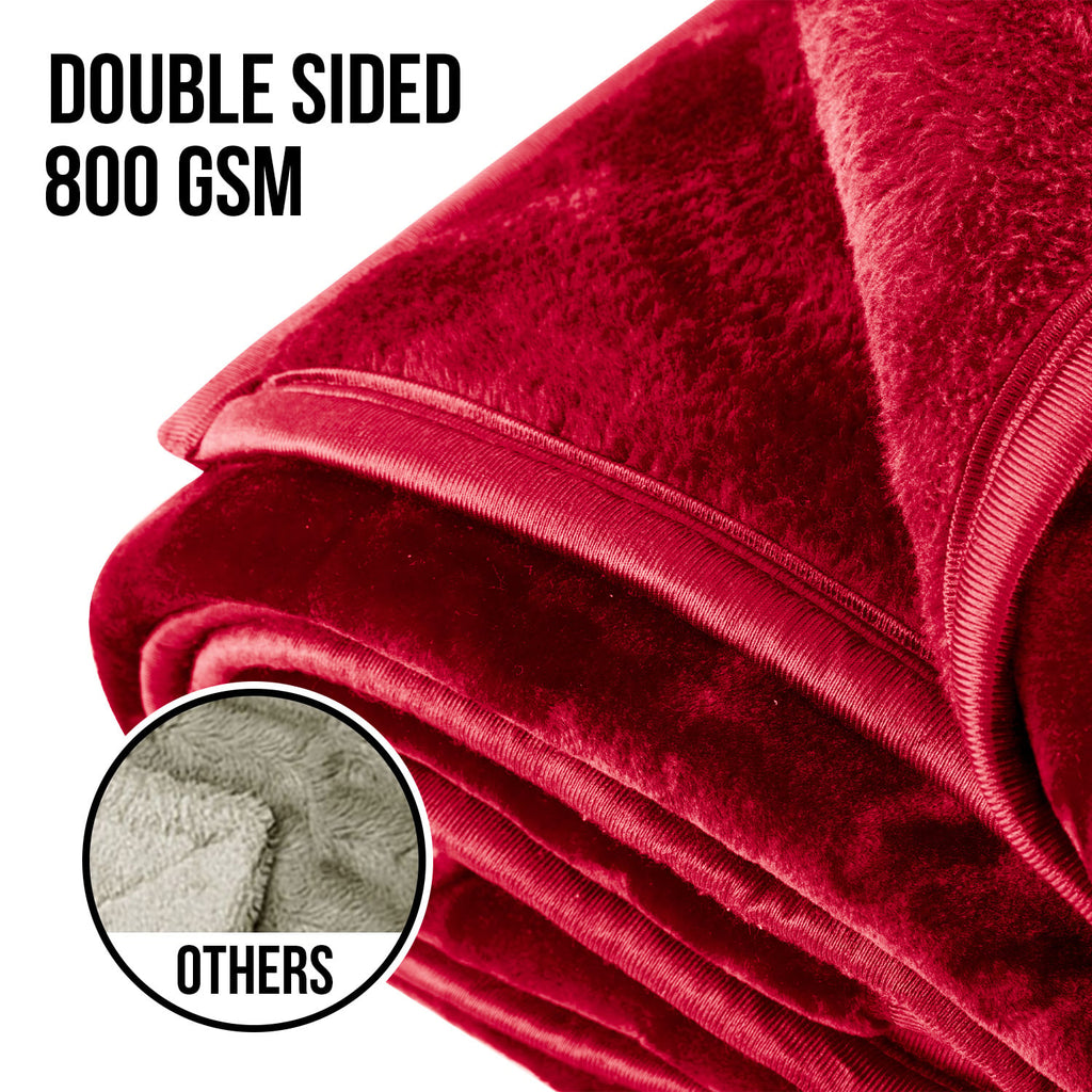 Laura Hill 800GSM Heavy Double-Sided Faux Mink Blanket - Red