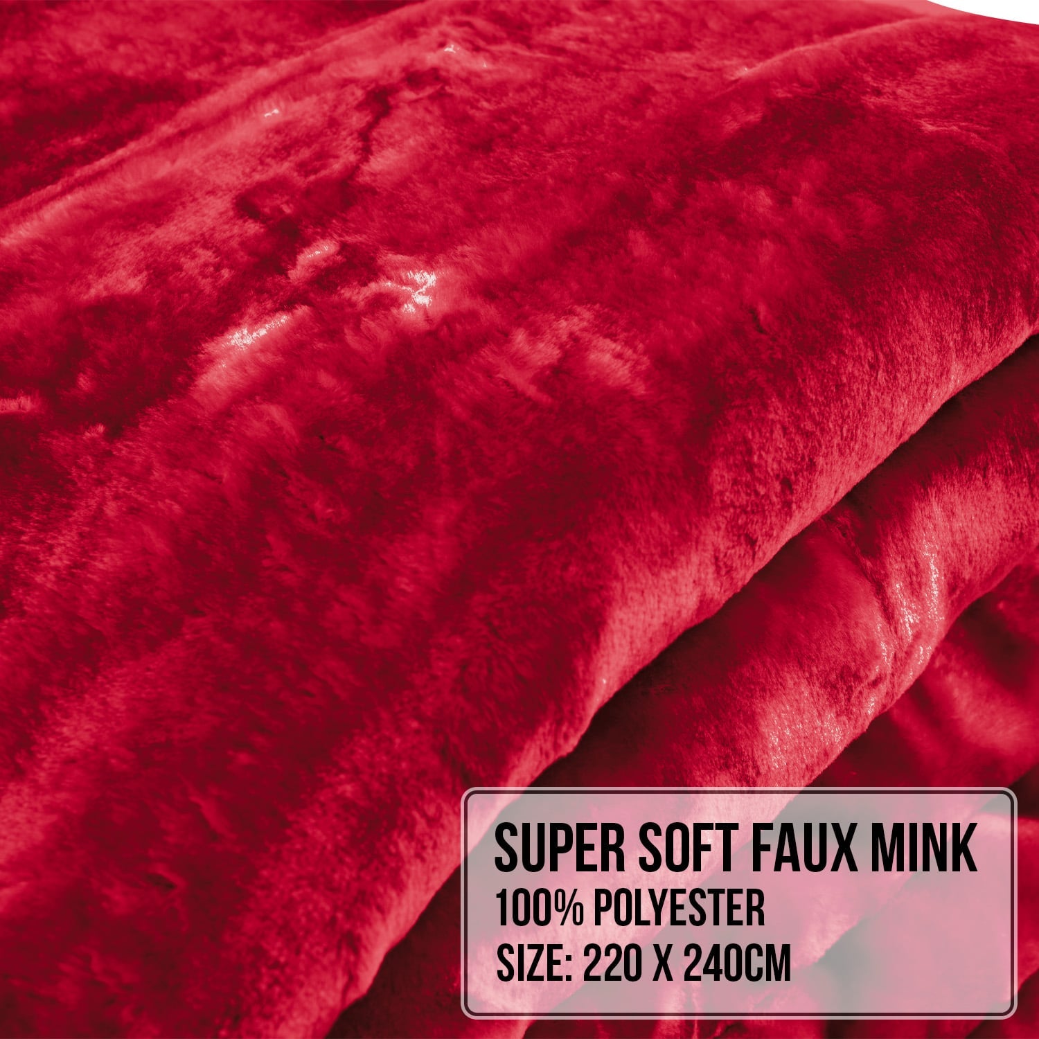 Laura Hill 800GSM Heavy Double-Sided Faux Mink Blanket - Red