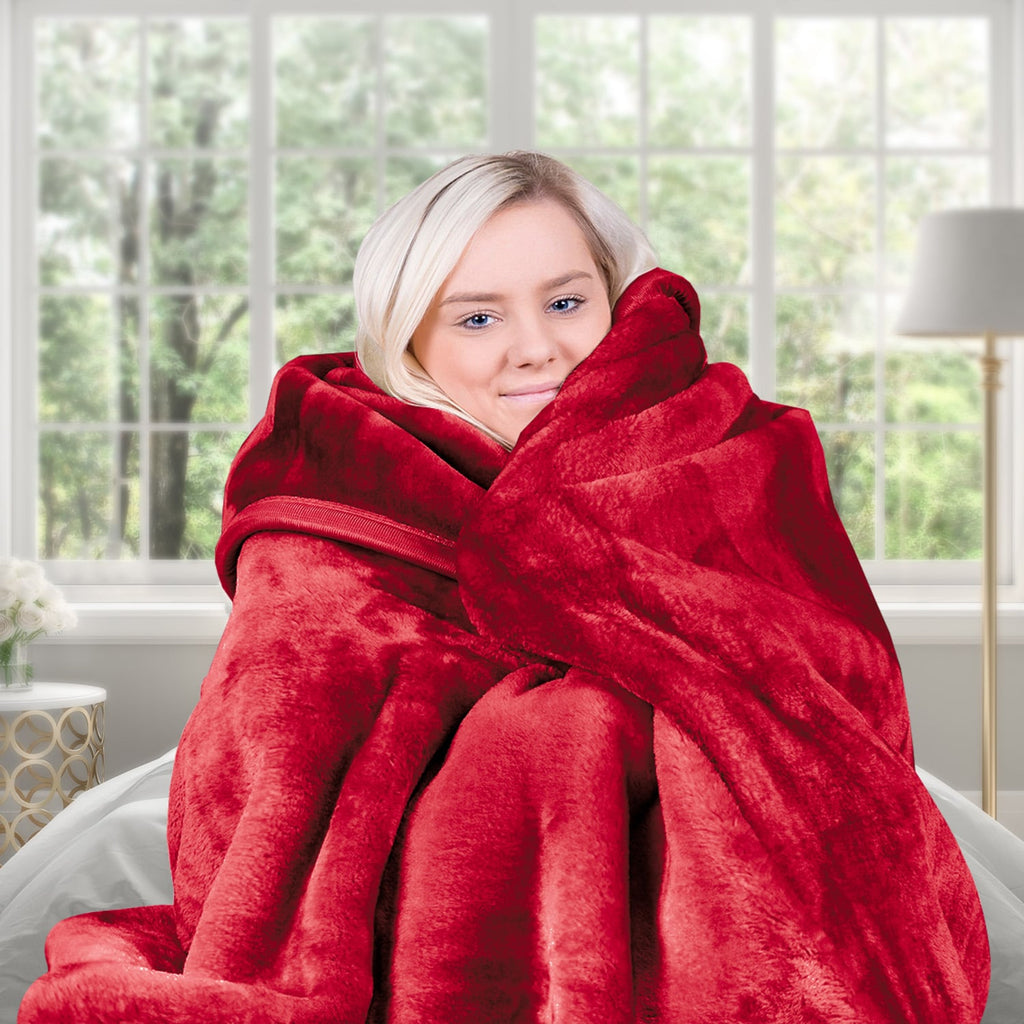 Laura Hill 800GSM Heavy Double-Sided Faux Mink Blanket - Red