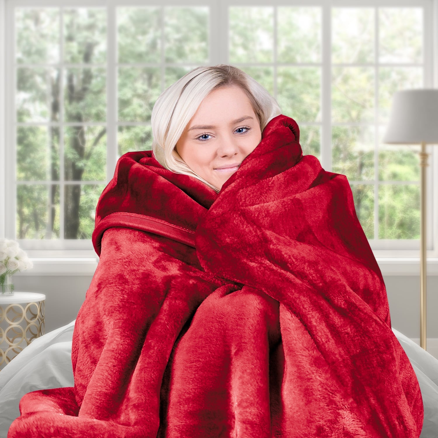 Laura Hill 800GSM Heavy Double-Sided Faux Mink Blanket - Red