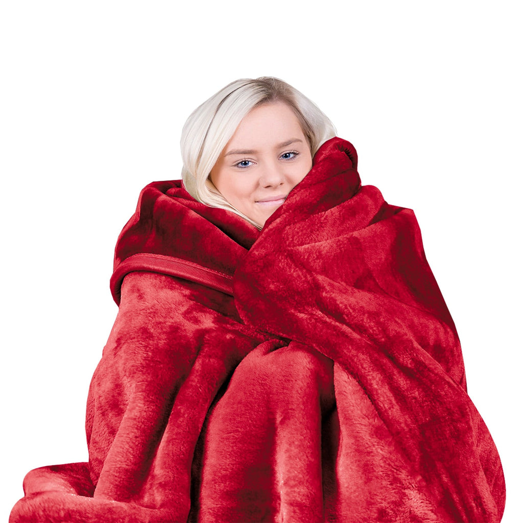 Laura Hill 800GSM Heavy Double-Sided Faux Mink Blanket - Red