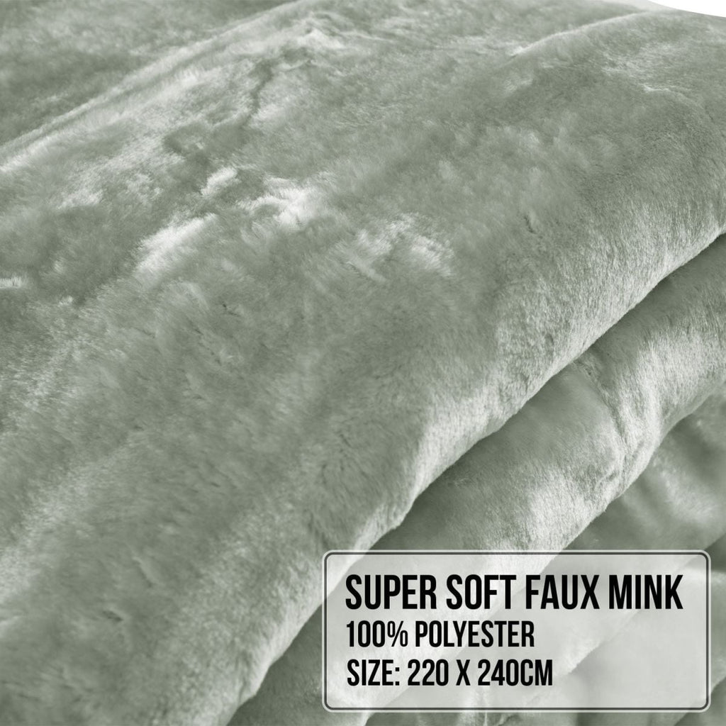 Laura Hill 800-GSM Mink Blanket Queen Size Double-Sided Soft Plush Bed Faux Throw Rug 220 X 240cm Heavy - Sage