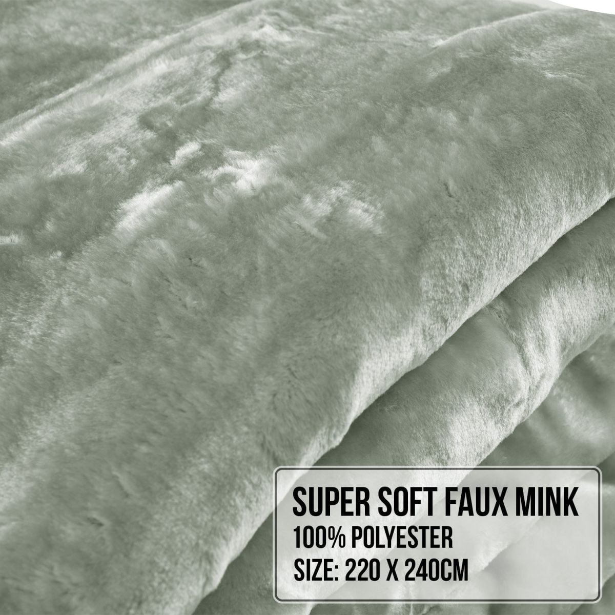 Laura Hill 800-GSM Mink Blanket Queen Size Double-Sided Soft Plush Bed Faux Throw Rug 220 X 240cm Heavy - Sage