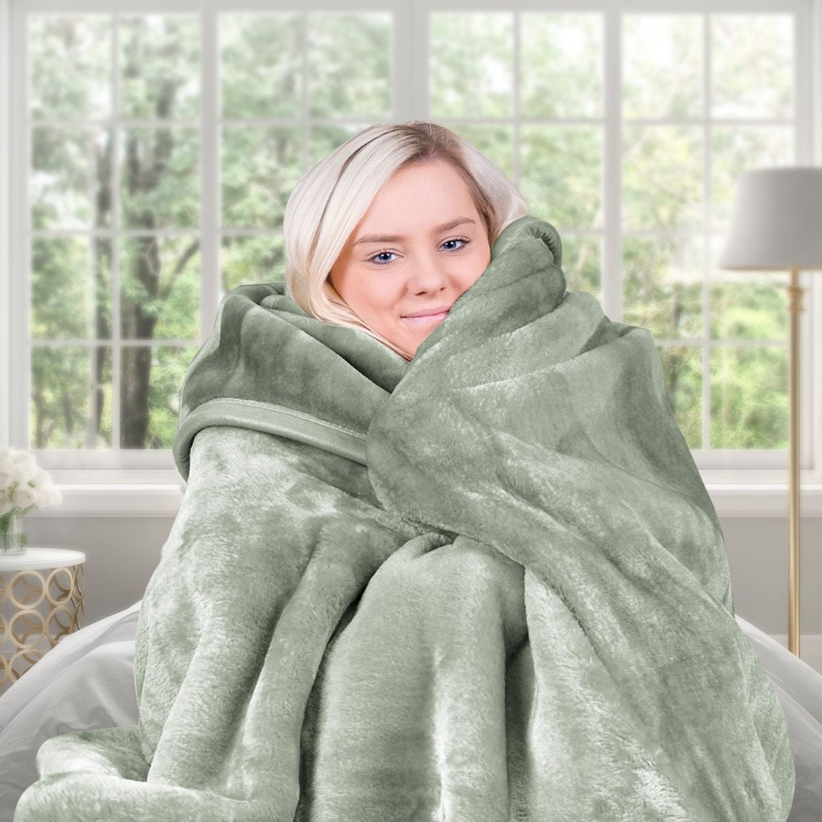 Laura Hill 800-GSM Mink Blanket Queen Size Double-Sided Soft Plush Bed Faux Throw Rug 220 X 240cm Heavy - Sage