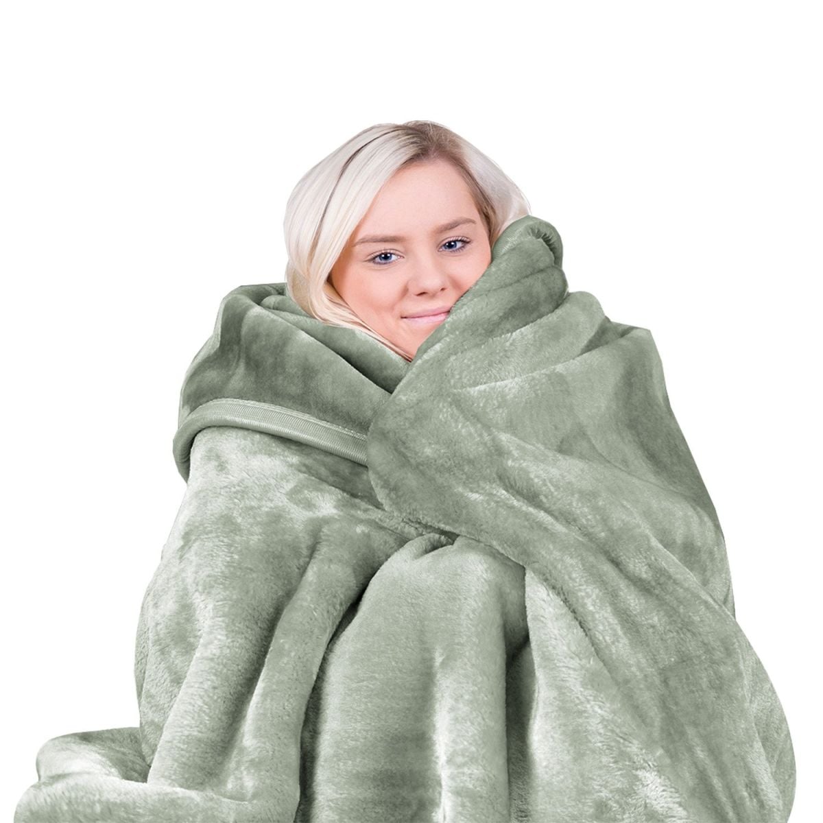 Laura Hill 800-GSM Mink Blanket Queen Size Double-Sided Soft Plush Bed Faux Throw Rug 220 X 240cm Heavy - Sage